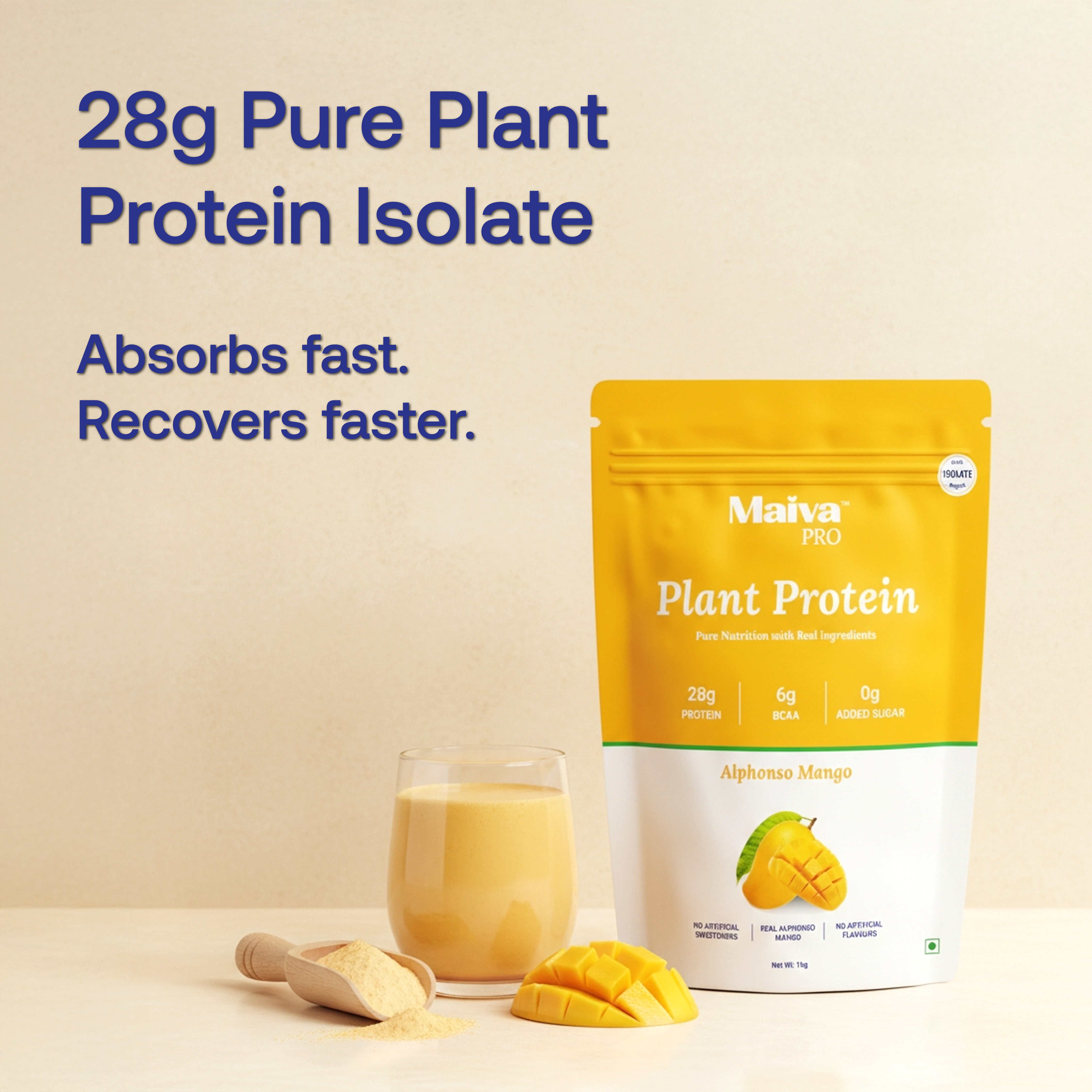  Plant Protein Powder -  Alphonso Mango (value pack) - front and back image 