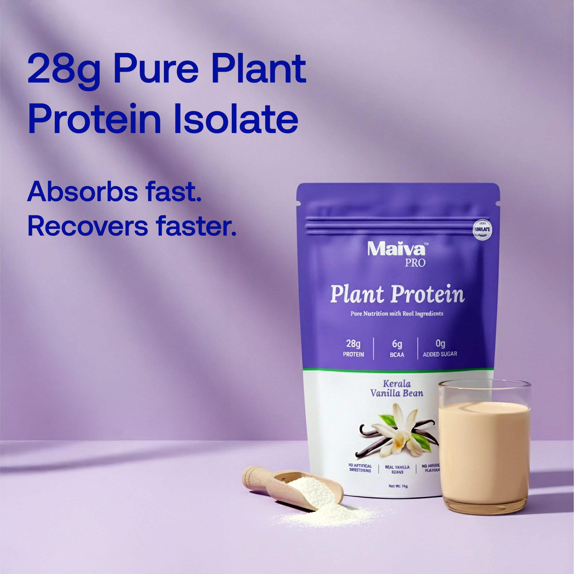  Plant Protein Powder -  Kerala Vanilla Bean (value pack) - front and back image