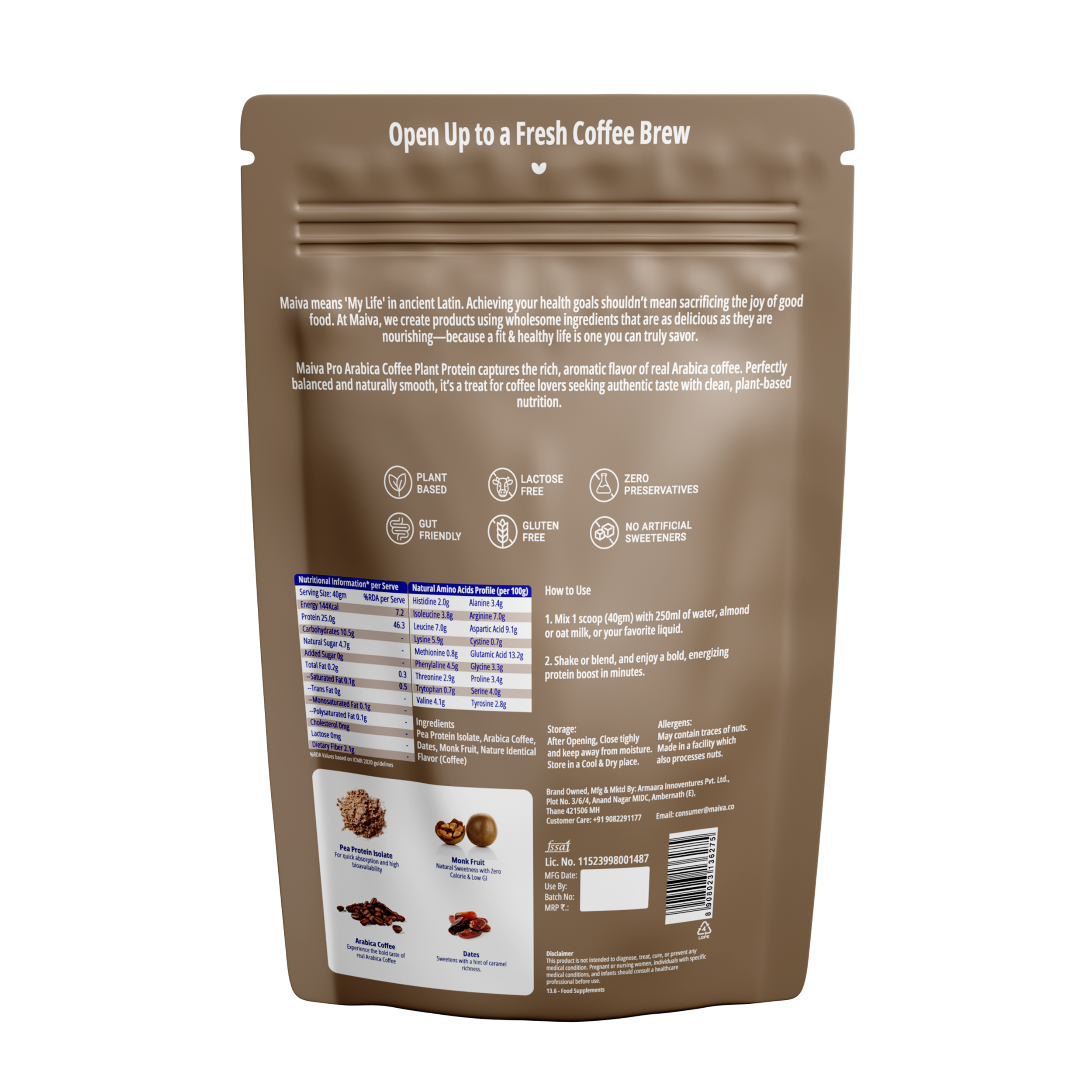  Plant Protein Powder -  Arabica Coffee (value pack) - back image