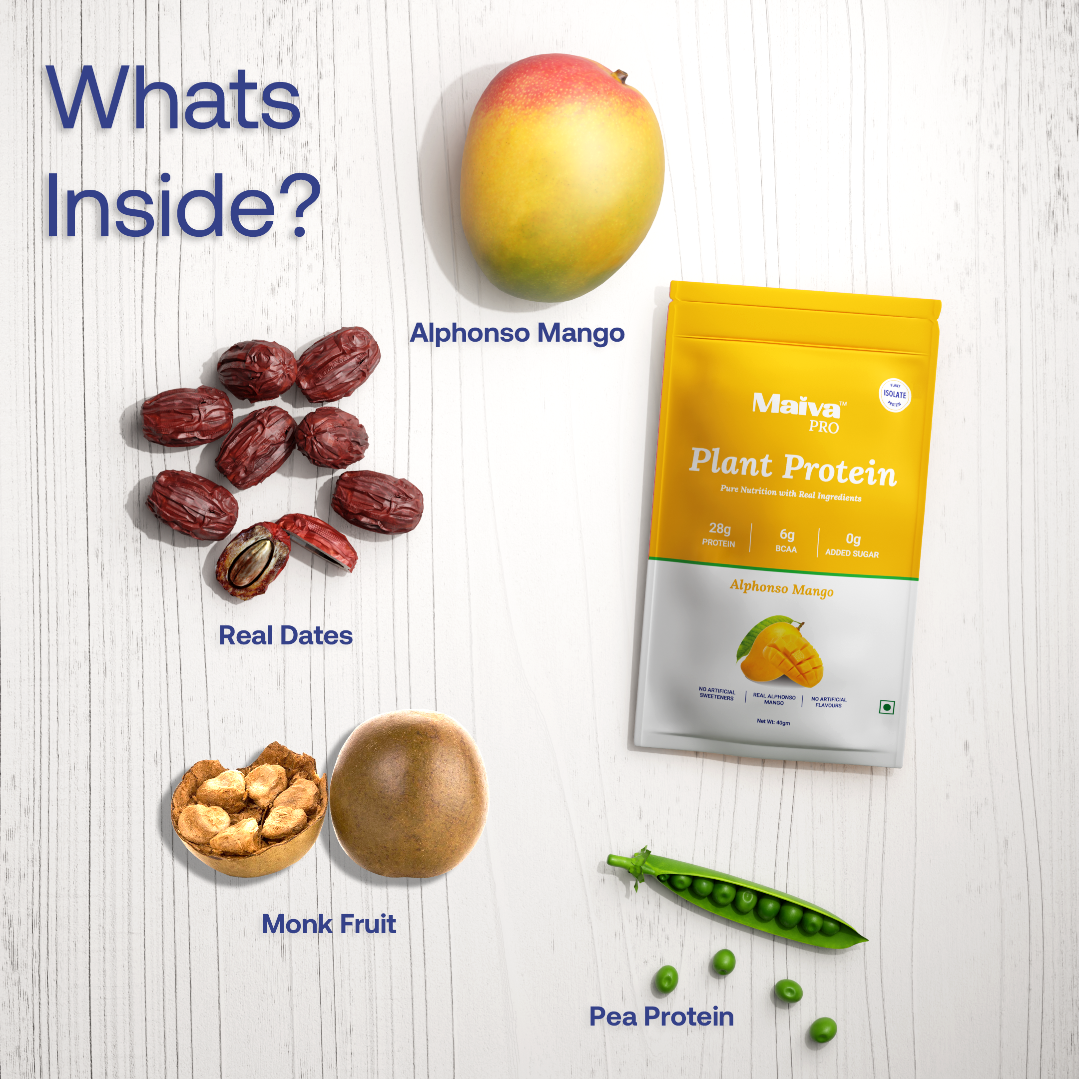  Plant Protein Powder -  Alphonso Mango (value pack) - ingredients 