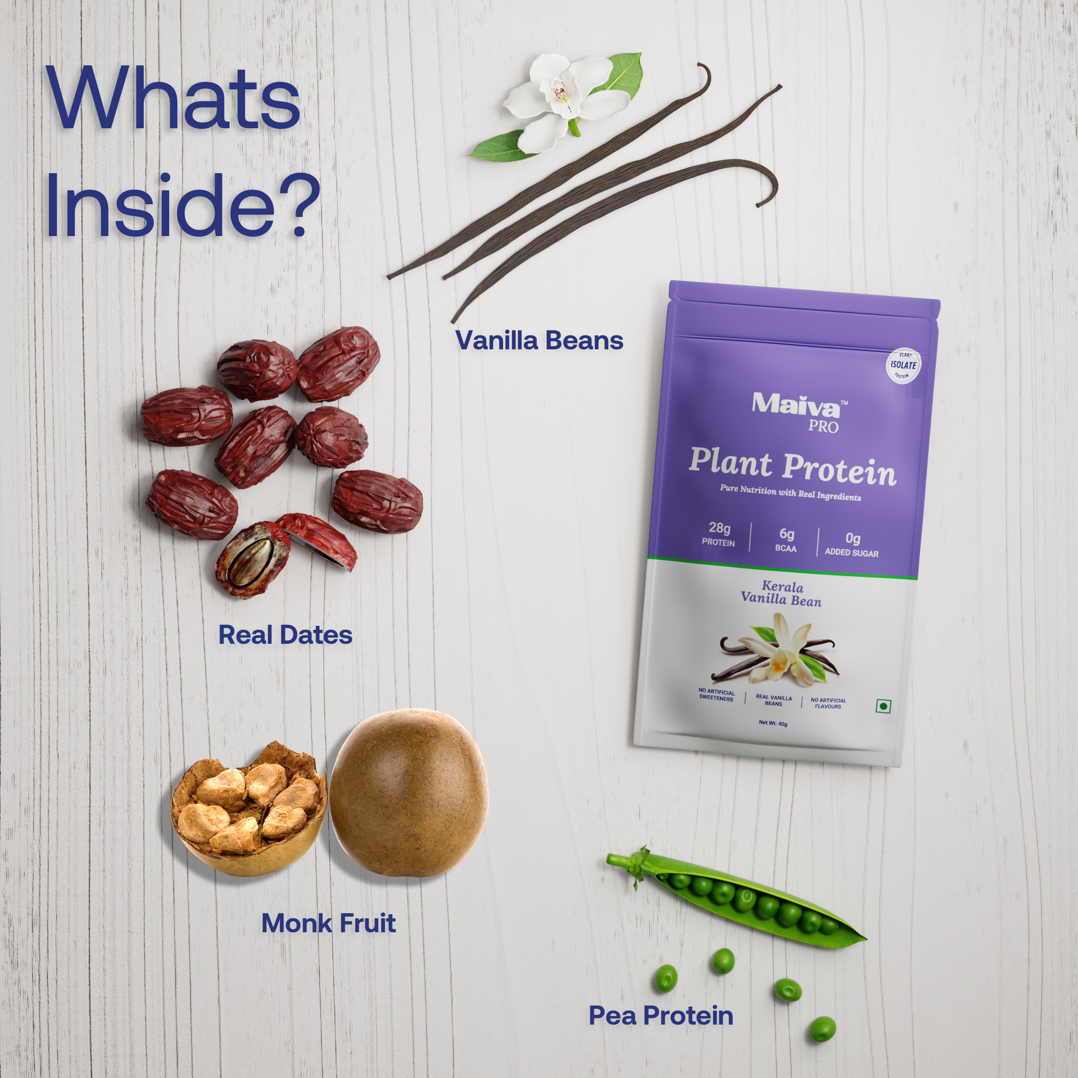  Plant Protein Powder -  Kerala Vanilla Bean (value pack) - ingredients 
