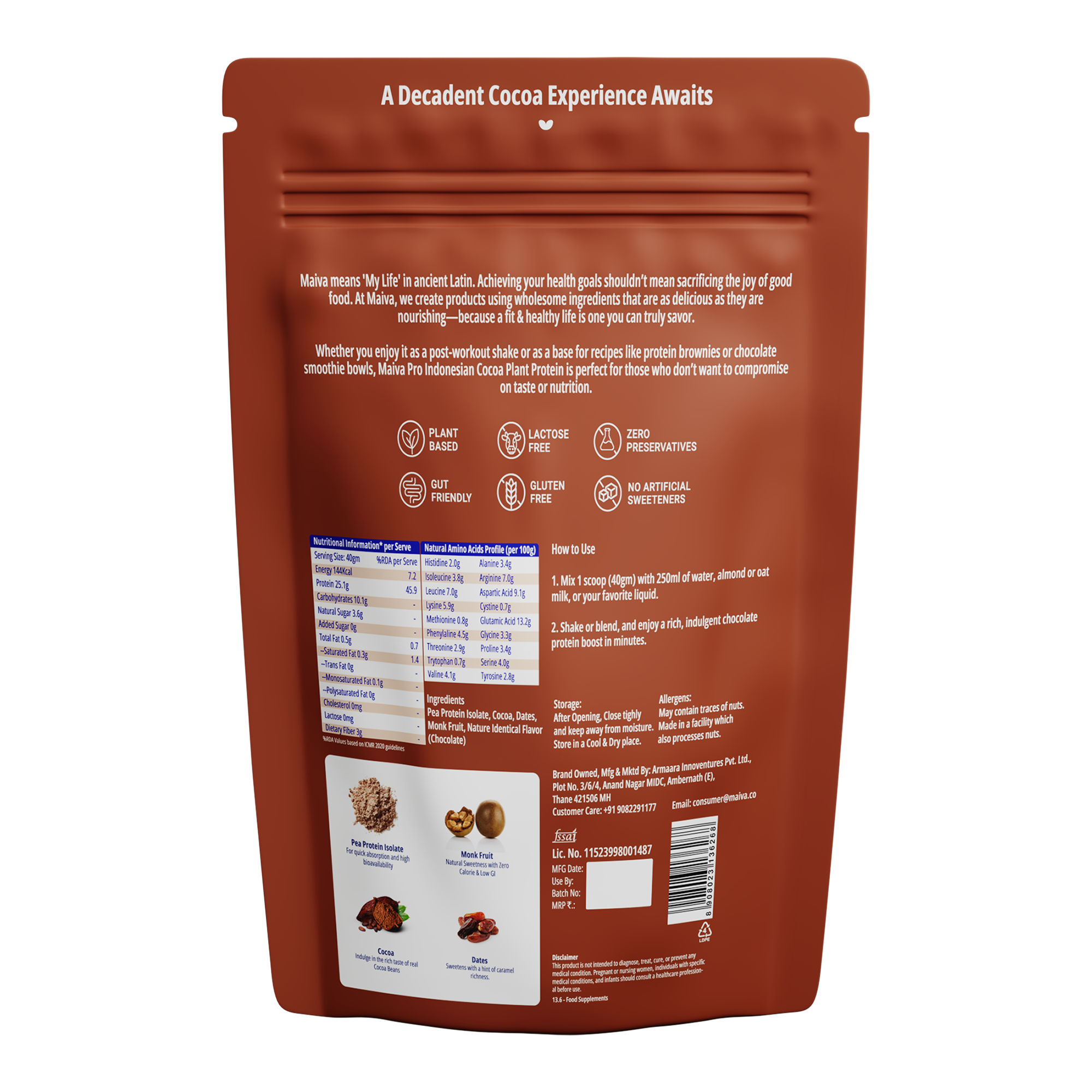  Plant Protein Powder -  Indonesian Cocoa (value pack) - back image
