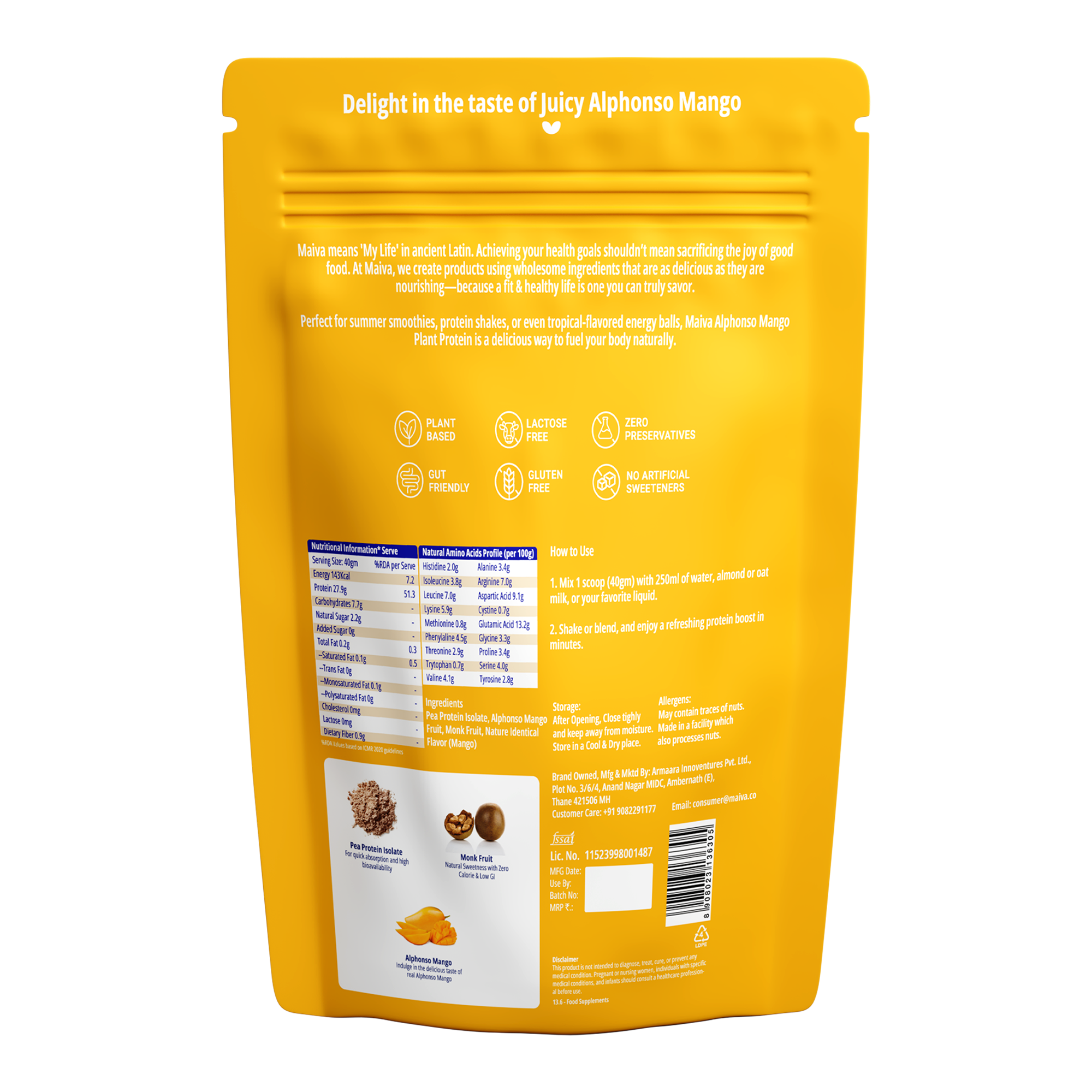 Plant Protein Powder -  Alphonso Mango (value pack) - back image