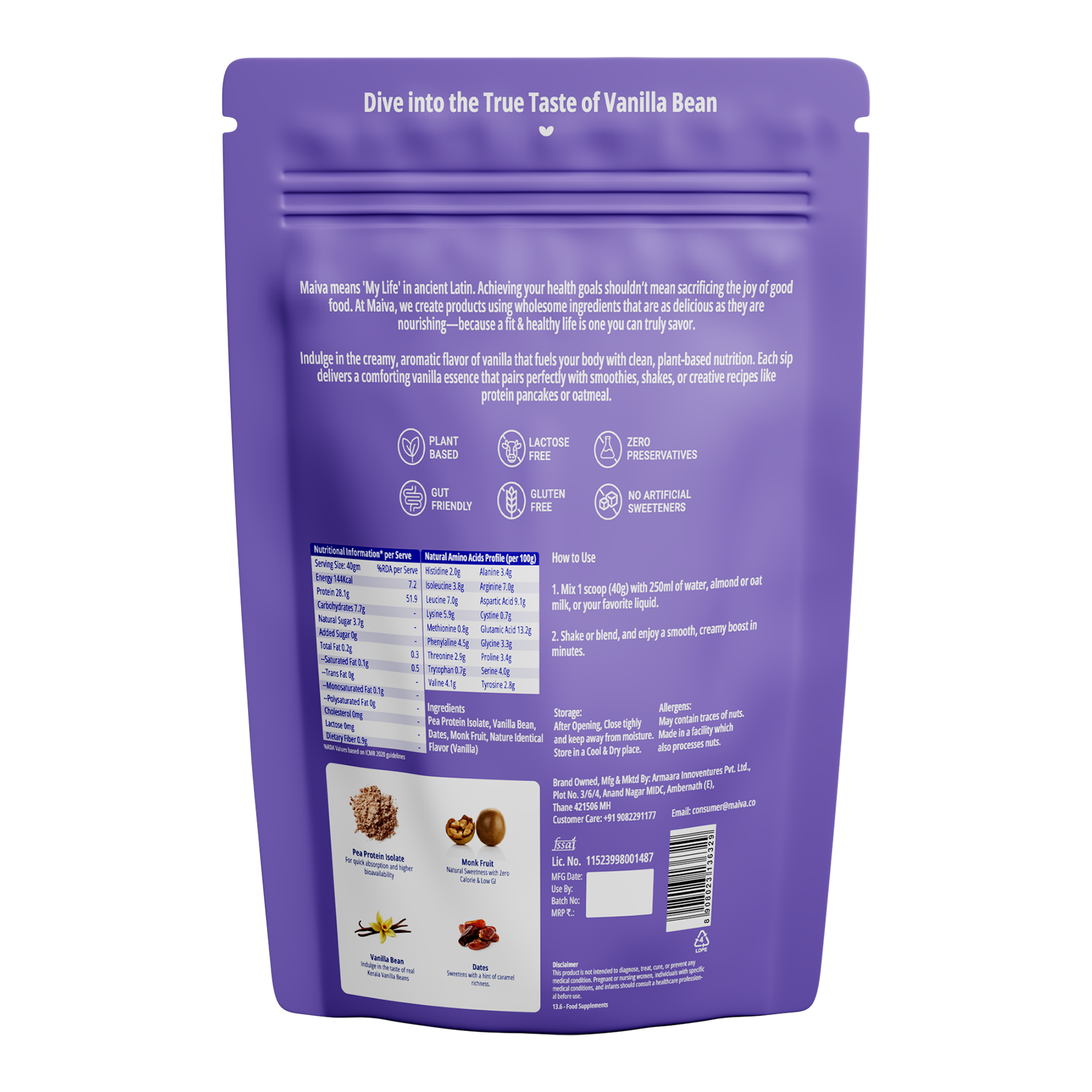  Plant Protein Powder -  Kerala Vanilla Bean (value pack) - back image