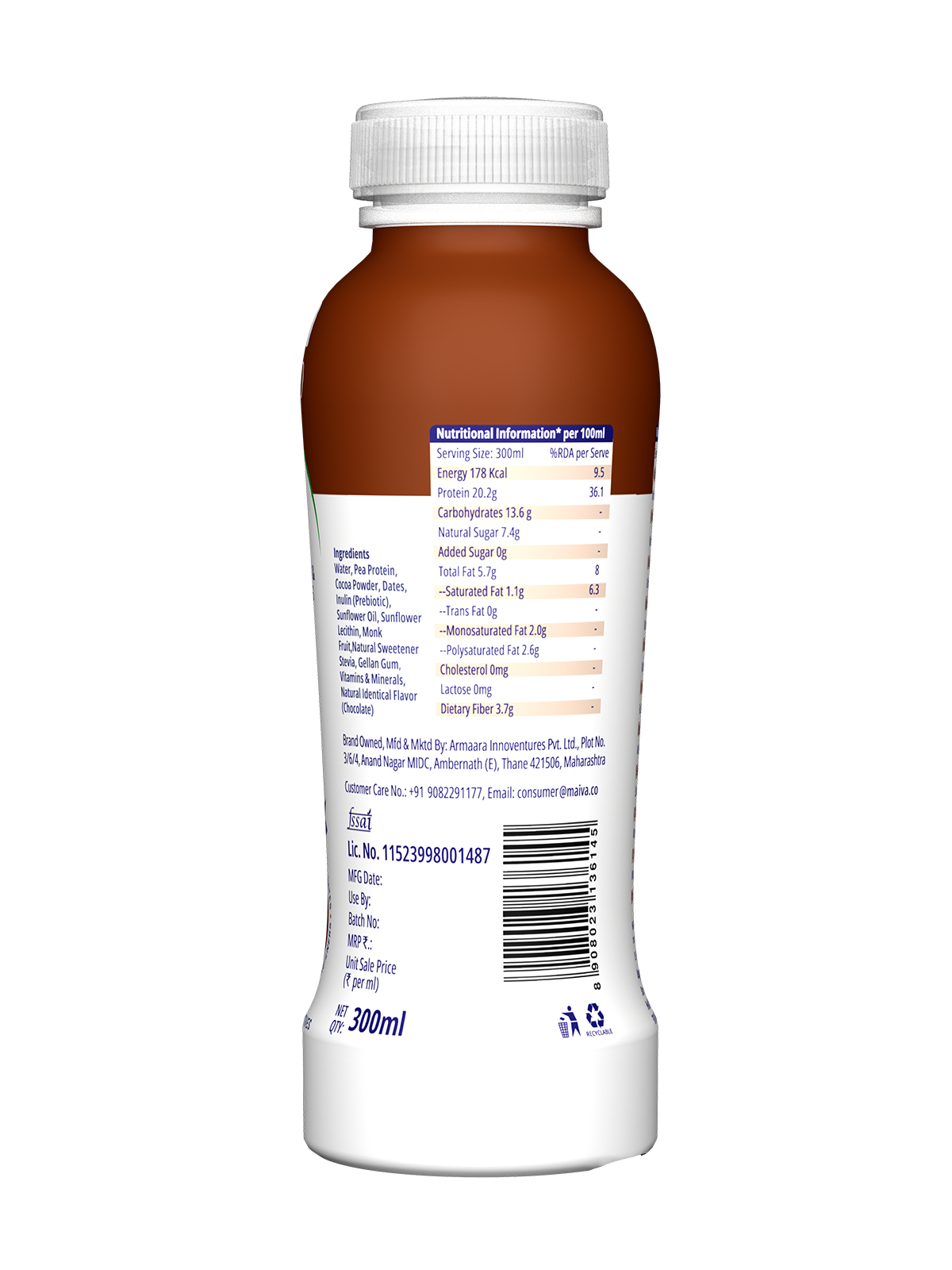  Protein Drink -  Chocolate (value pack) - back image