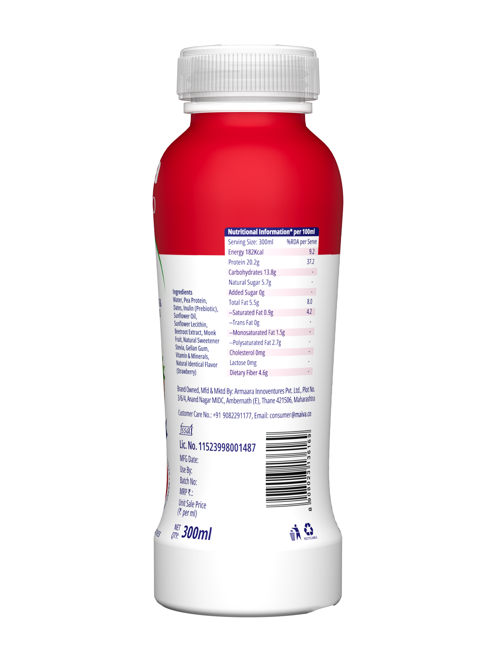  Protein Drink -  Strawberry (value pack) - back photo
