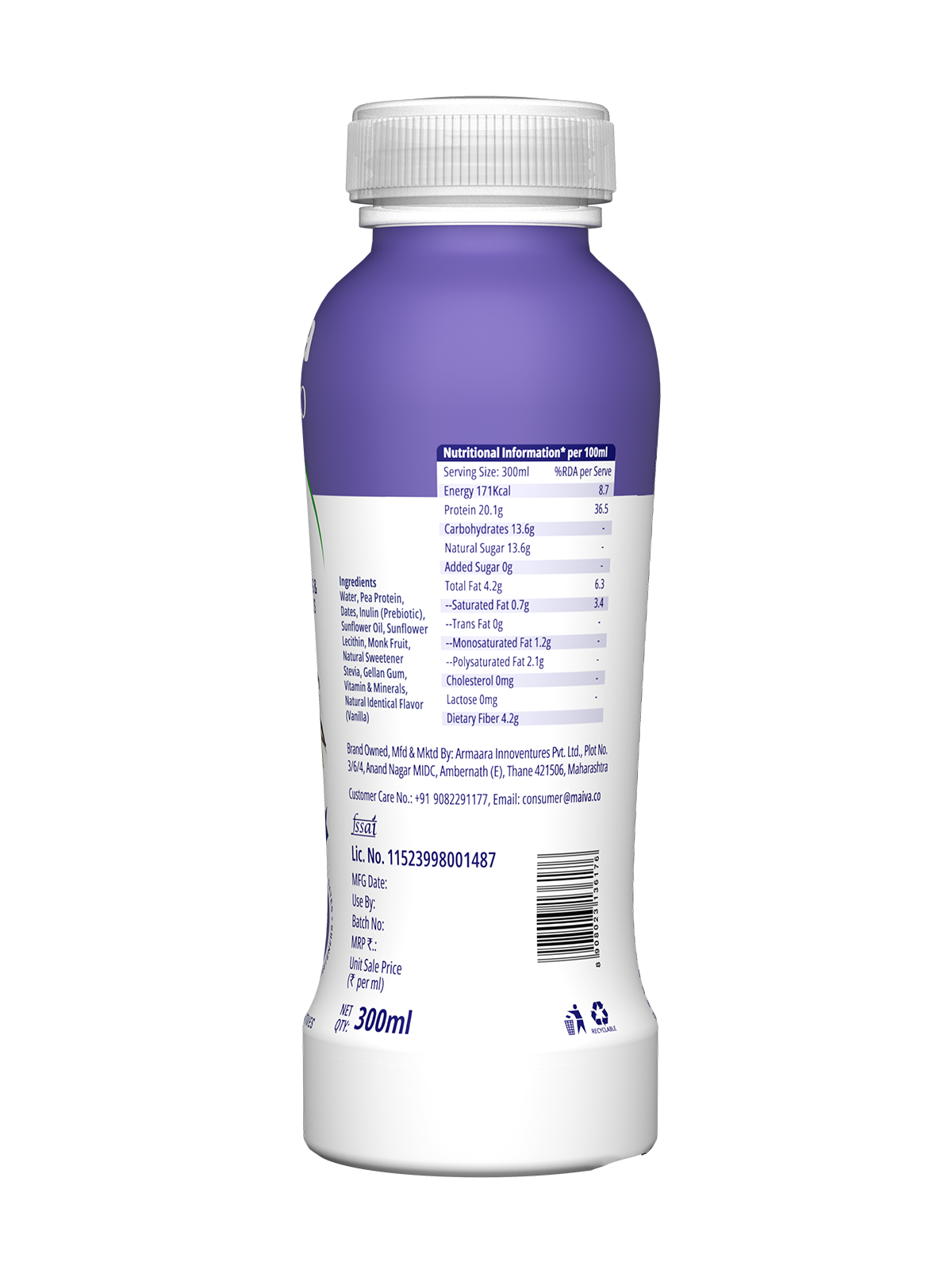  Protein Drink -  Vanilla (value pack) - back image